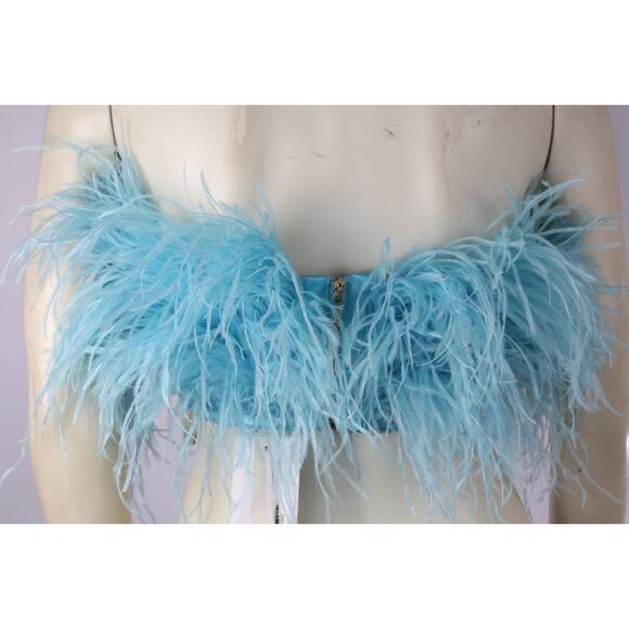 “Bronx & Banco Afiya Feather Top – Blue Ostrich Feathers, Size XS, Stunning!” - Picture 9 of 15